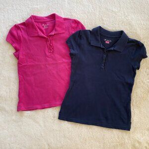 The Children's Place School Uniform Girl’s Polos Navy & Pink 2pk size 7/8